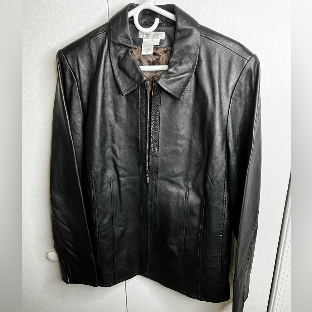 Python-Detailed Leather Jacket - image 1